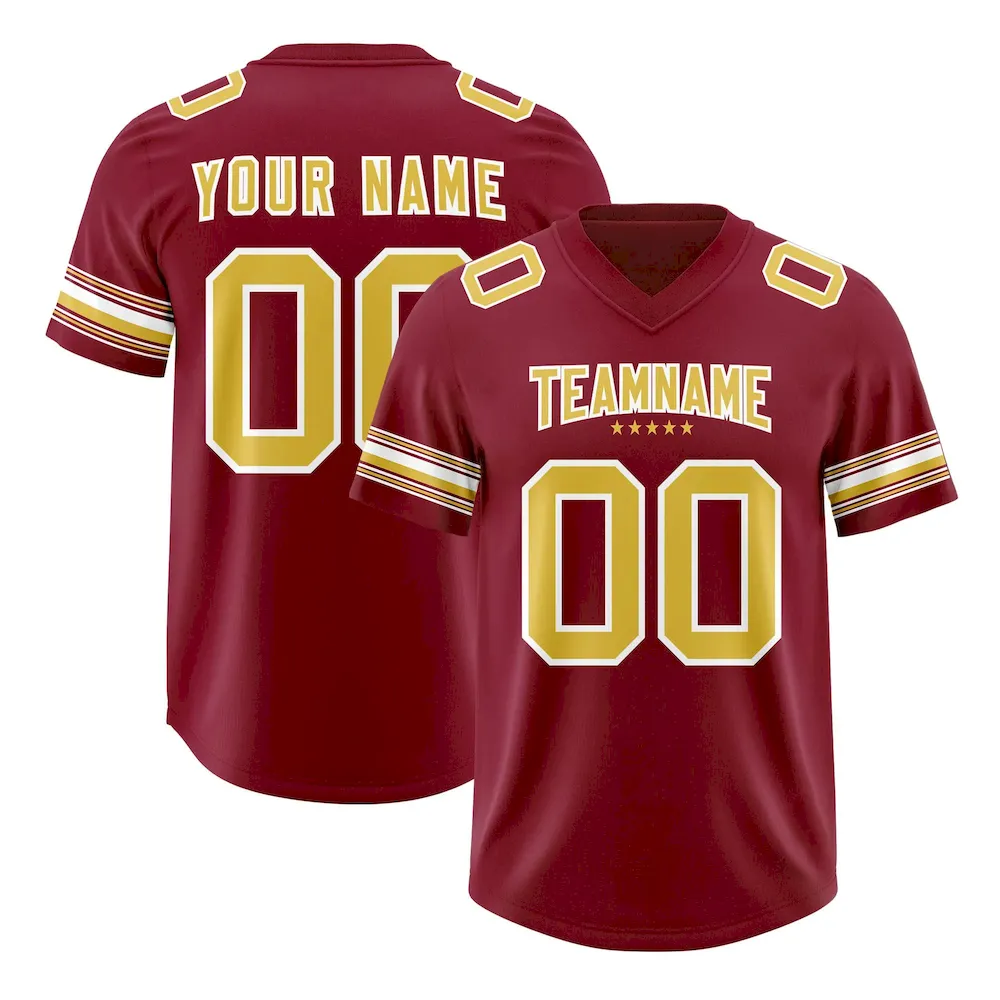 Custom Red Old Gold Retro Personalized Sleeve Line Authentic Football Jersey