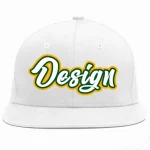 Custom White White-Kelly Green Flat Eaves Sport Baseball Cap Design for Men/Women/Youth