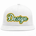 Custom White White-Kelly Green Flat Eaves Sport Baseball Cap Design for Men/Women/Youth