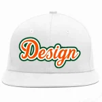 Custom White Orange-White Flat Eaves Sport Baseball Cap Design for Men/Women/Youth
