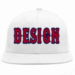 Custom White Red-Navy Flat Eaves Sport Baseball Cap Design for Men/Women/Youth