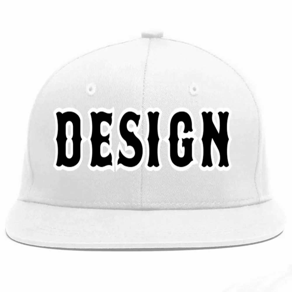 Custom White Black-White Flat Eaves Sport Baseball Cap Design for Men/Women/Youth