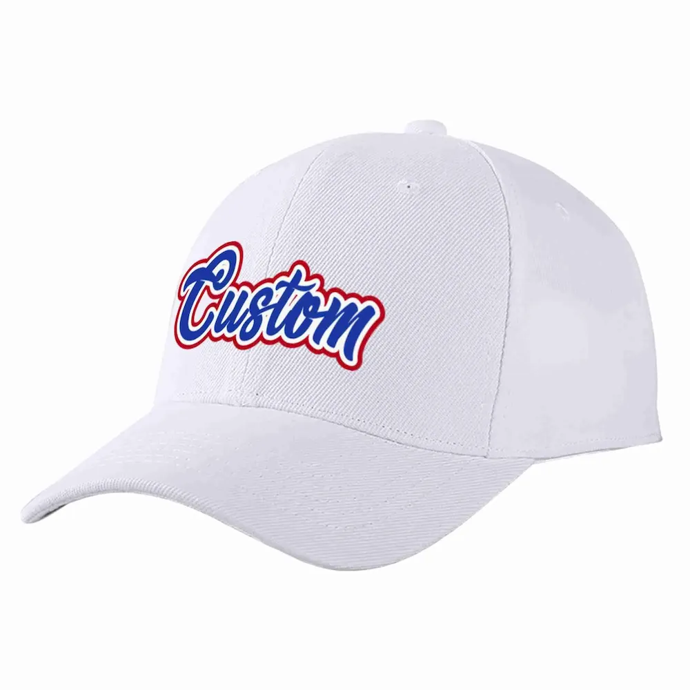 Custom White Royal-White Curved Eaves Sport Baseball Cap Design for Men/Women/Youth