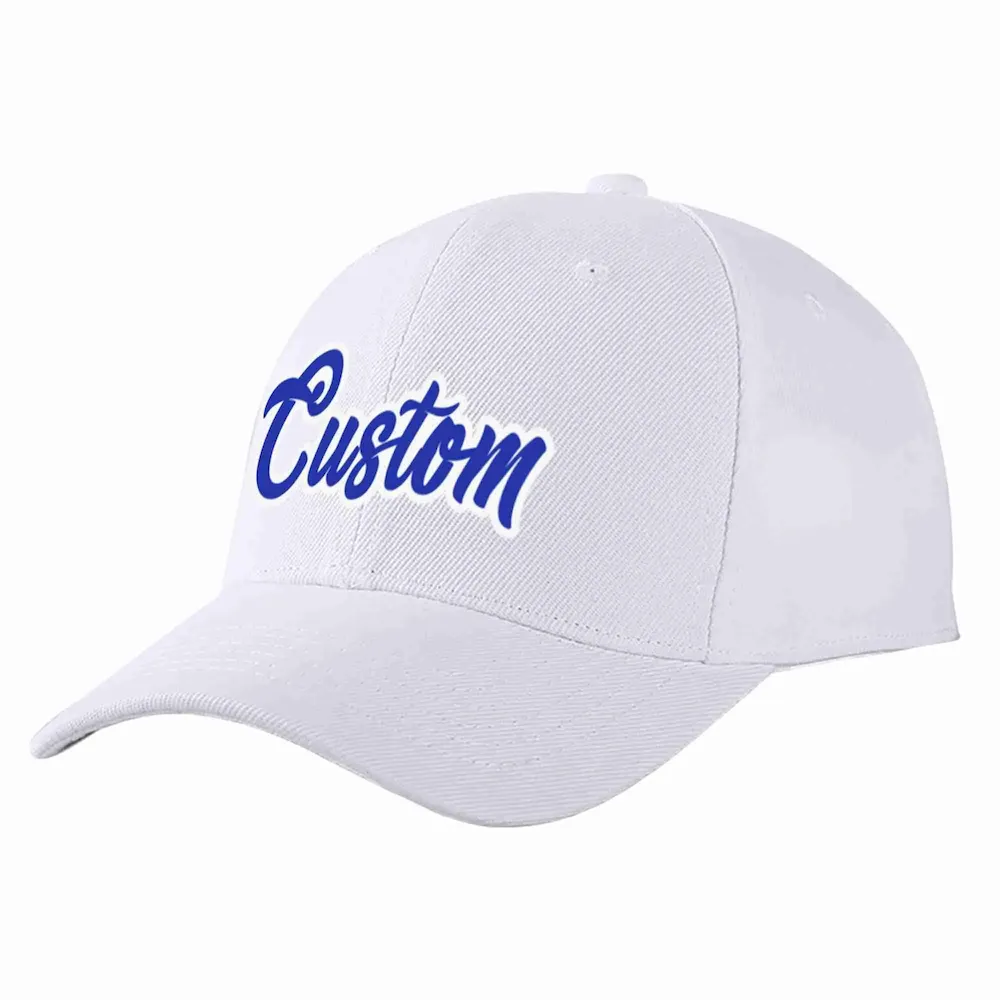 Custom White Royal-White Curved Eaves Sport Baseball Cap Design for Men/Women/Youth