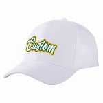 Custom White White-Kelly Green Curved Eaves Sport Baseball Cap Design for Men/Women/Youth