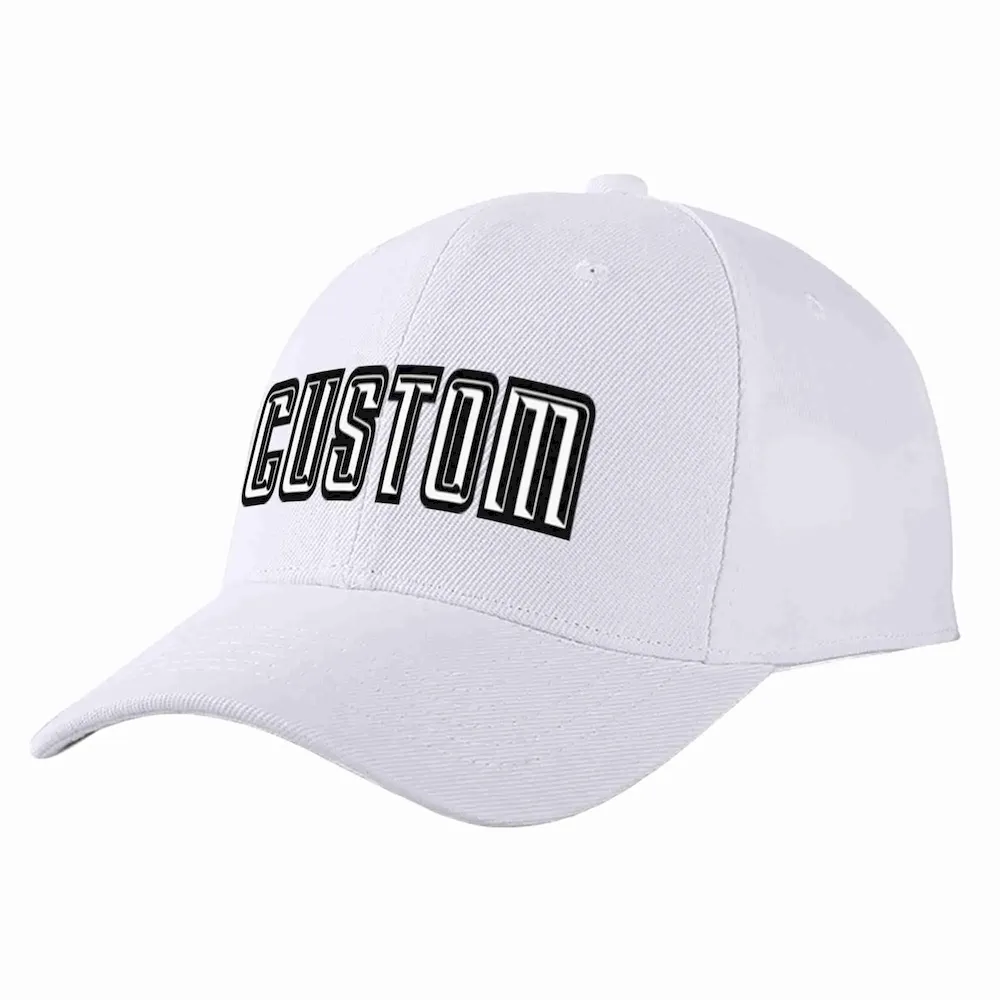 Custom White White-Black Curved Eaves Sport Baseball Cap Design for Men/Women/Youth