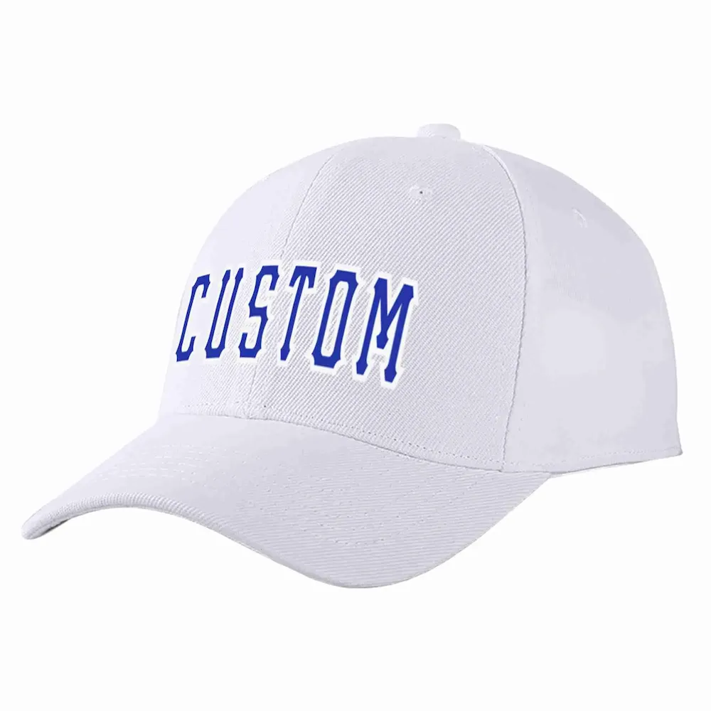 Custom White Royal-White Curved Eaves Sport Baseball Cap Design for Men/Women/Youth