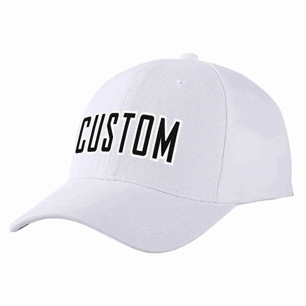 Custom White Black-White Curved Eaves Sport Baseball Cap Design for Men/Women/Youth