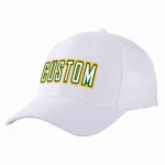 Custom White White-Kelly Green Curved Eaves Sport Baseball Cap Design for Men/Women/Youth