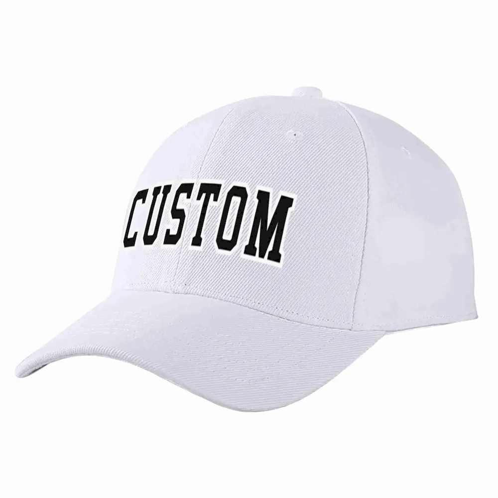 Custom White Black-White Curved Eaves Sport Baseball Cap Design for Men/Women/Youth