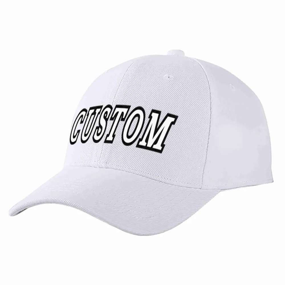 Custom White White-Black Curved Eaves Sport Baseball Cap Design for Men/Women/Youth