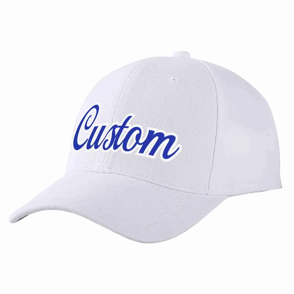 Custom White Royal-White Curved Eaves Sport Baseball Cap Design for Men/Women/Youth