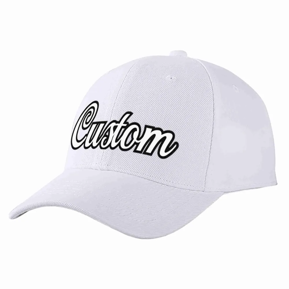 Custom White White-Black Curved Eaves Sport Baseball Cap Design for Men/Women/Youth