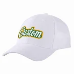 Custom White White-Kelly Green Curved Eaves Sport Baseball Cap Design for Men/Women/Youth