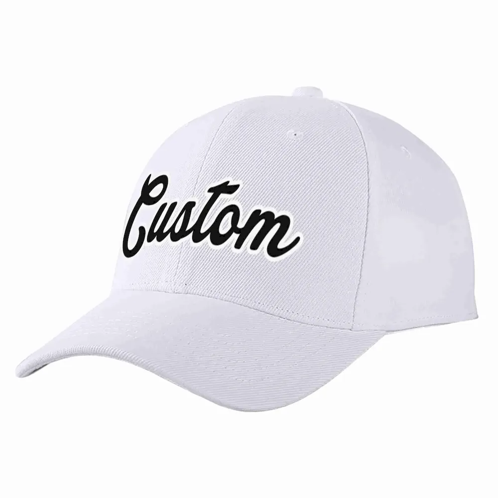 Custom White Black-White Curved Eaves Sport Baseball Cap Design for Men/Women/Youth
