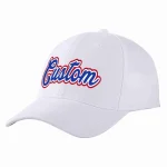 Custom White Royal-White Curved Eaves Sport Baseball Cap Design for Men/Women/Youth
