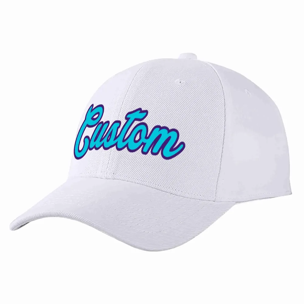 Custom White Light Blue-Purple Curved Eaves Sport Baseball Cap Design for Men/Women/Youth