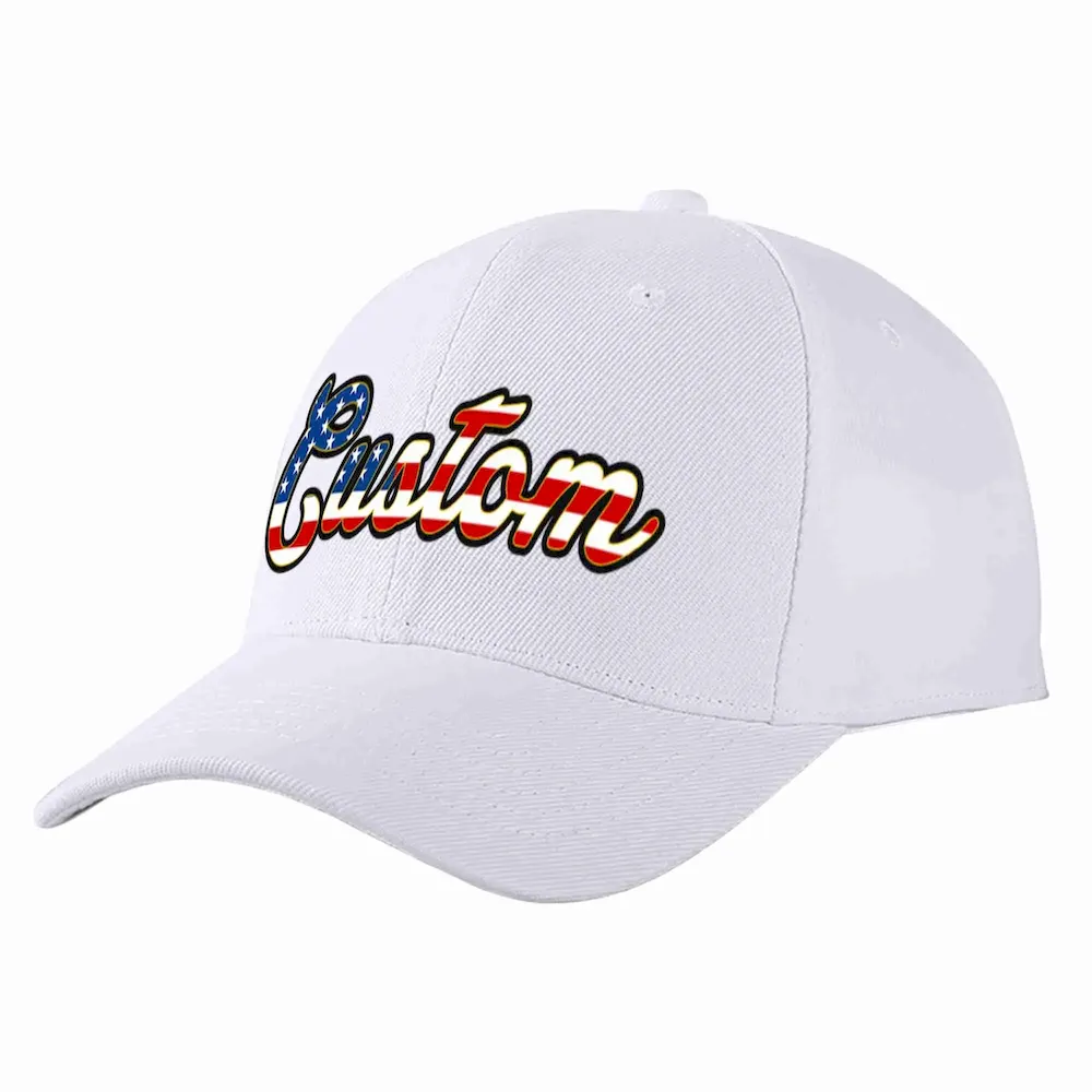 Custom White Vintage USA Flag-Gold Curved Eaves Sport Baseball Cap Design for Men/Women/Youth
