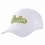 Custom White White-Kelly Green Curved Eaves Sport Baseball Cap Design for Men/Women/Youth