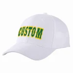 Custom White Kelly Green-Yellow Curved Eaves Sport Baseball Cap Design for Men/Women/Youth