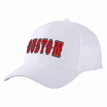 Custom White Red-Old Gold Curved Eaves Sport Baseball Cap Design for Men/Women/Youth