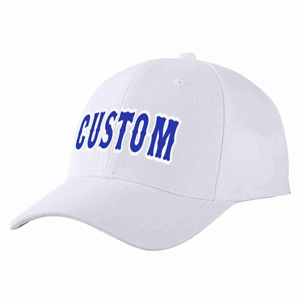 Custom White Royal-White Curved Eaves Sport Baseball Cap Design for Men/Women/Youth