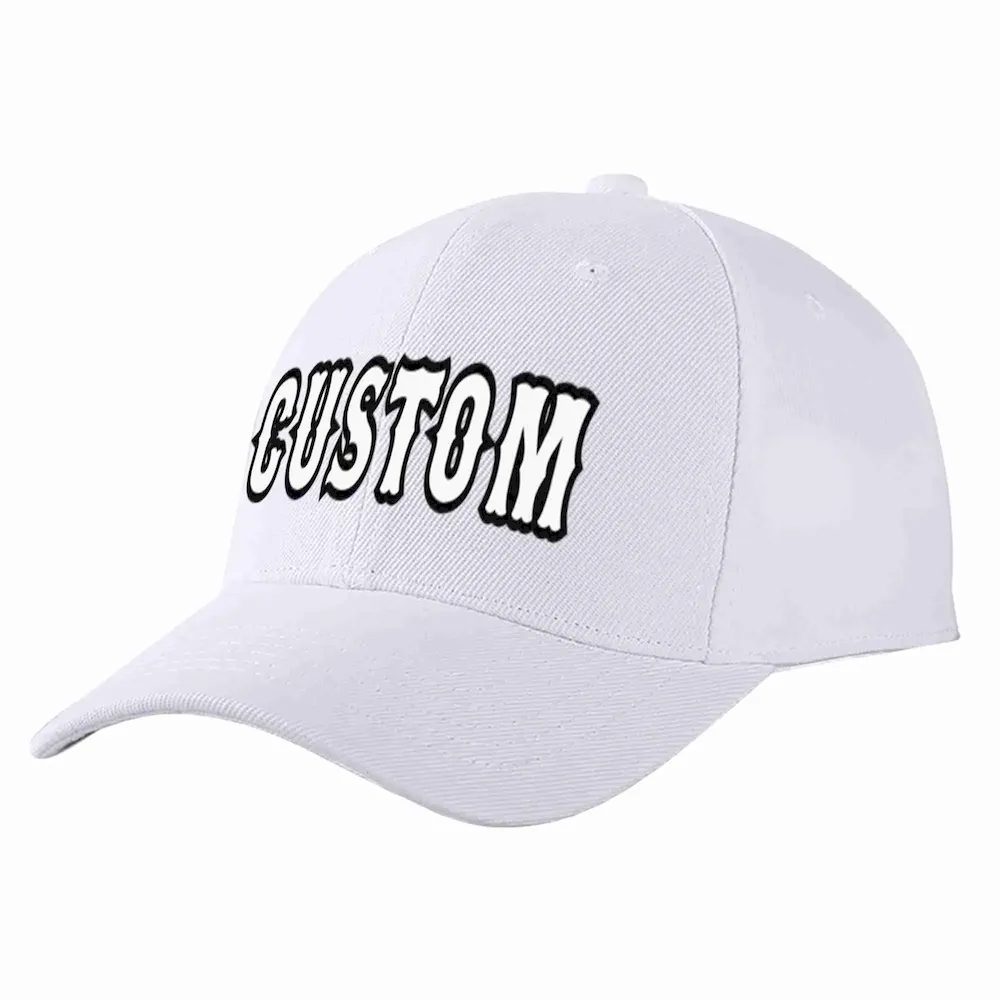 Custom White White-Black Curved Eaves Sport Baseball Cap Design for Men/Women/Youth