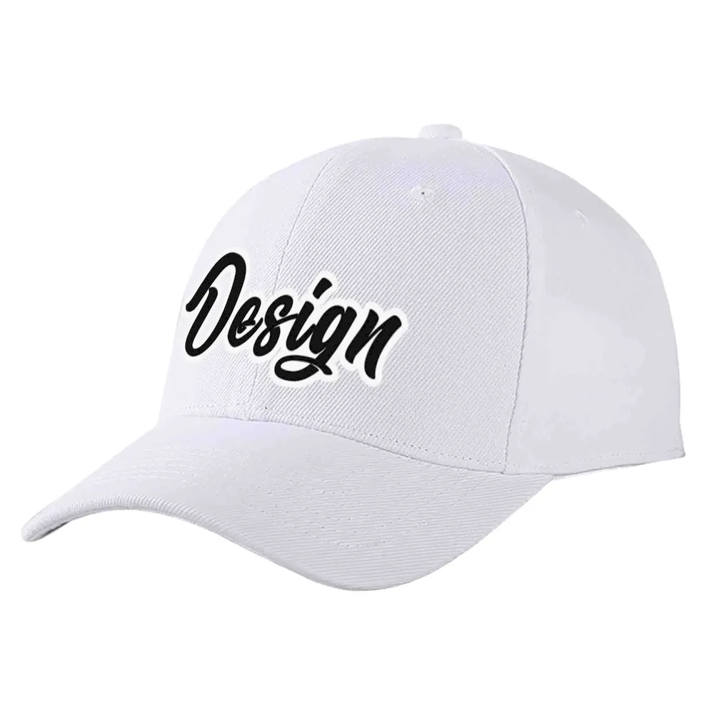 Custom White Black-White Curved Eaves Sport Design Baseball Cap