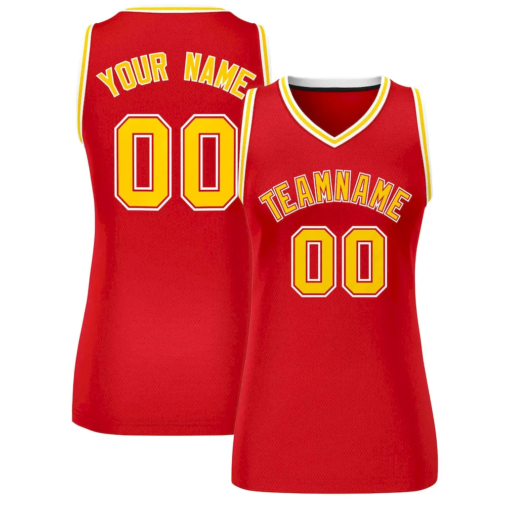 Custom Gray Navy-Red Classic Tops Mesh Basketball Jersey for Women