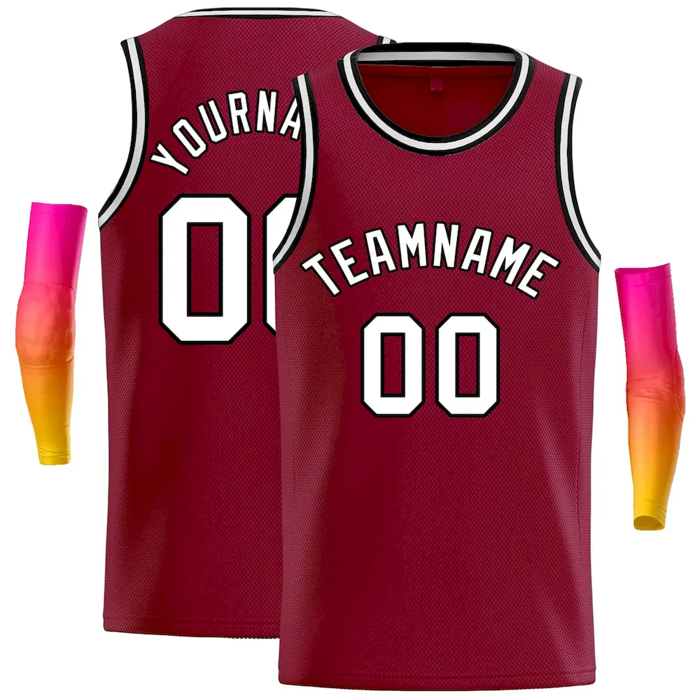 Custom Crimson White-Black Classic Tops Casual Basketball Jersey