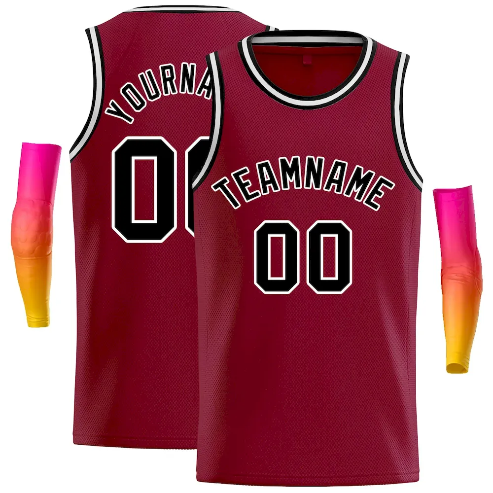 Custom Crimson Black-White Classic Tops Casual Basketball Jersey