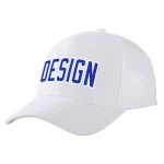 Custom White Navy-White Curved Eaves Sport Design Baseball Cap