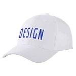 Custom White Navy-White Curved Eaves Sport Design Baseball Cap