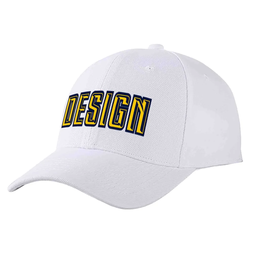 Custom White Black-White Curved Eaves Sport Design Baseball Cap