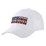 Custom White Vintage USA Flag-Gold Curved Eaves Sport Design Baseball Cap