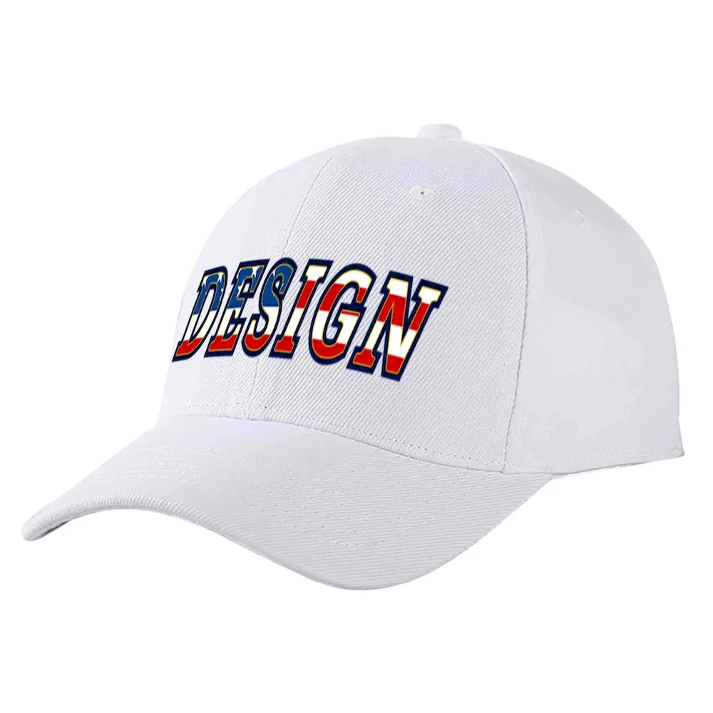 Custom White Navy-Yellow Casual Sport Baseball Cap