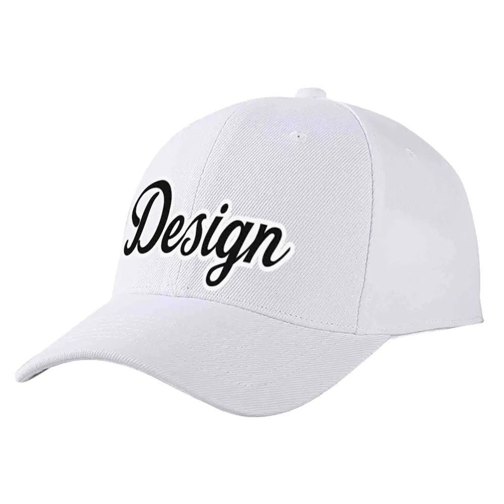 Custom White Black-White Curved Eaves Sport Design Baseball Cap