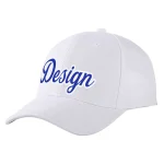 Custom White Royal-White Curved Eaves Sport Design Baseball Cap