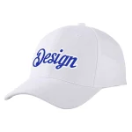 Custom White Royal-White Curved Eaves Sport Design Baseball Cap