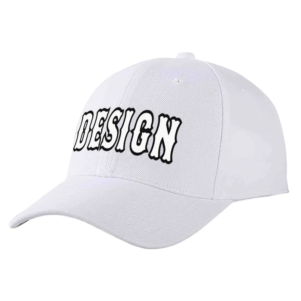Custom White White-Kelly Green Curved Eaves Sport Design Baseball Cap