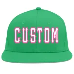 Custom Teal White-Pink Flat Eaves Sport Baseball Cap