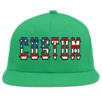 Custom Teal Vintage USA Flag-Gold Flat Eaves Sport Baseball Cap