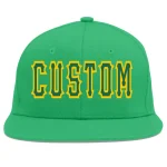 Custom Teal Kelly Green-Gold Flat Eaves Sport Baseball Cap