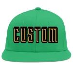 Custom Teal Old Gold-Black Flat Eaves Sport Baseball Cap
