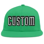 Custom Teal White-Black Flat Eaves Sport Baseball Cap