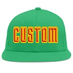 Custom Teal Red-Yellow Flat Eaves Sport Baseball Cap