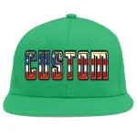 Custom Teal Vintage USA Flag-Gold Flat Eaves Sport Baseball Cap