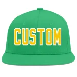 Custom Teal Gold-White Flat Eaves Sport Baseball Cap