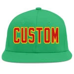 Custom Teal Red-Yellow Flat Eaves Sport Baseball Cap