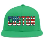 Custom Teal Vintage USA Flag-Gold Flat Eaves Sport Baseball Cap